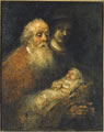 Simeon et l'enfant jésus dans le temple